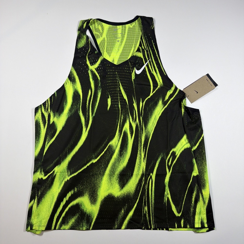 Nike Dri-Fit ADV Running Singlet Tank HV2643-702 Volt Black Mens XL NWT $100